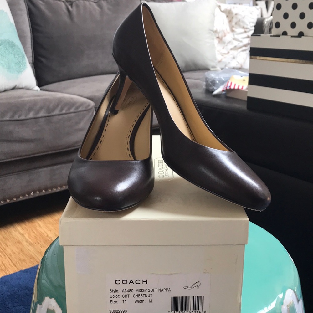 Beautiful Brown Coach Heels! Like new! IOB!